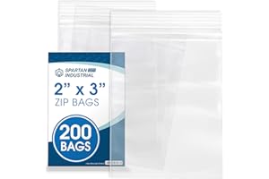 Spartan Industrial - 2” X 3” (200 Count) 2 Mil Clear Reclosable Zip Plastic Poly Bags with Resealable Lock Seal Zipper