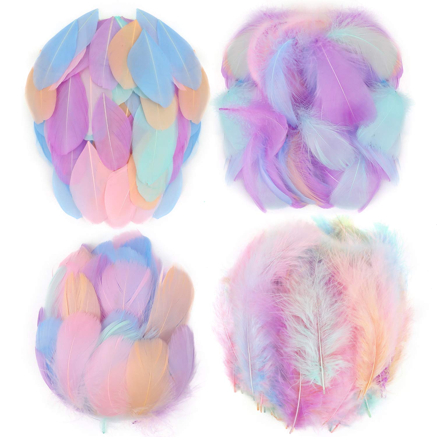 400 Pcs Colorful Marabou Feathers, Goose Feathers in Bright Colors for DIY Craft Dream Catchers Wedding Home Christmas Party Decorations