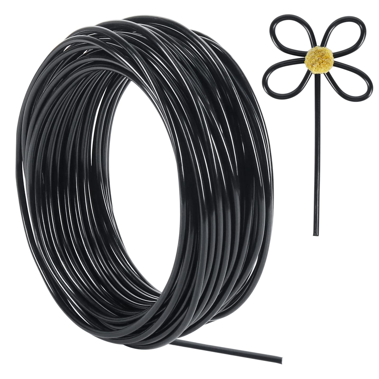 9 Gauge 3mm Aluminum Craft Wire, 50 Feet Bendable Metal Wire for Sculpting, Bonsai Training, Bike Modelling Skeleton Crafting Floral Making, Jewelry Making, Weaving and Wrapping (Black)