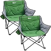 Portal 32" Oversized Camping Chair, Foldable Heavy Duty 350 lb Padded Ergonomic Seat for Big & Tall Adults, Pinch-Free Extra Wide Design Featuring Cup Holder & Carry Bag for Fishing, Lawn & Sidelines