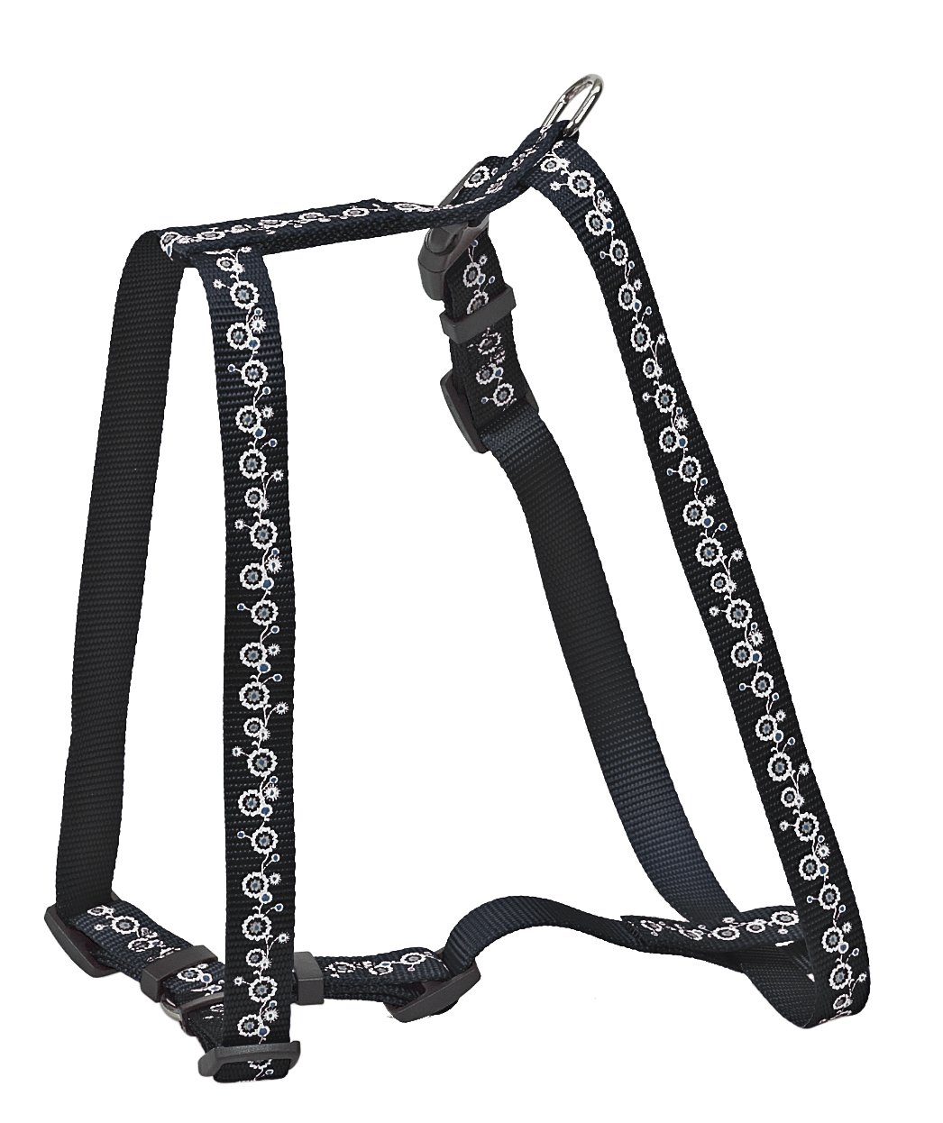 Chapuis Upholstery Adjustable Nylon Strap Dog Harness Flower Size 70-90 cm Width 25 mm Black Size: XL