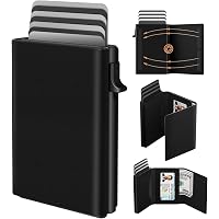 GAOCHALE Men's Ultra Slim RFID Wallet - Genuine Leather Pop-Up Card Holder With Money Clip, Minimalist Design