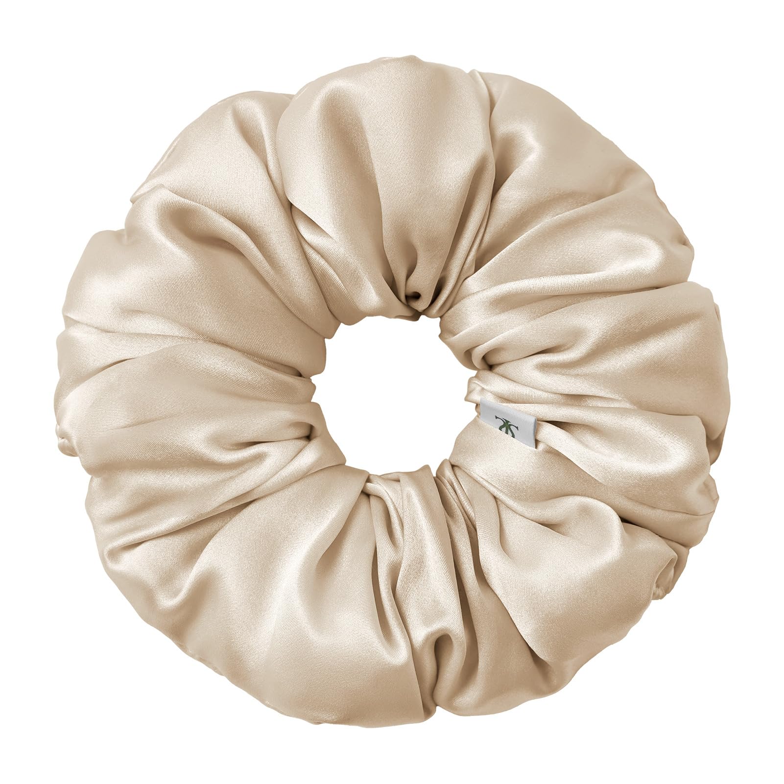 LILYSILK Women's 100% Mulberry Silk Big Hair Scrunchies Ladies Pure Silk Filled Giant XL Ponytail Holder Oversized Elastic Hair Tie Band Large Jumbo Hair Bobble for Breakage Prevention(Gravel Gold)
