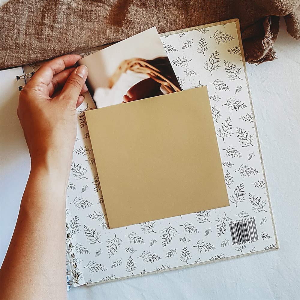 Unisex Baby Memory Book | Minimalist Baby First Year Keepsake for Milestones | Baby Books First Year Memory Book | Simple Baby Scrapbook for Boy Girl Milestones | 60 Pages Natural Linen Wild - Peachly : Baby