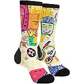 Yrassio Colorful Graffiti Novelty Crew Socks Casual Crazy Funny Dress Socks For Women Men Teens Gift