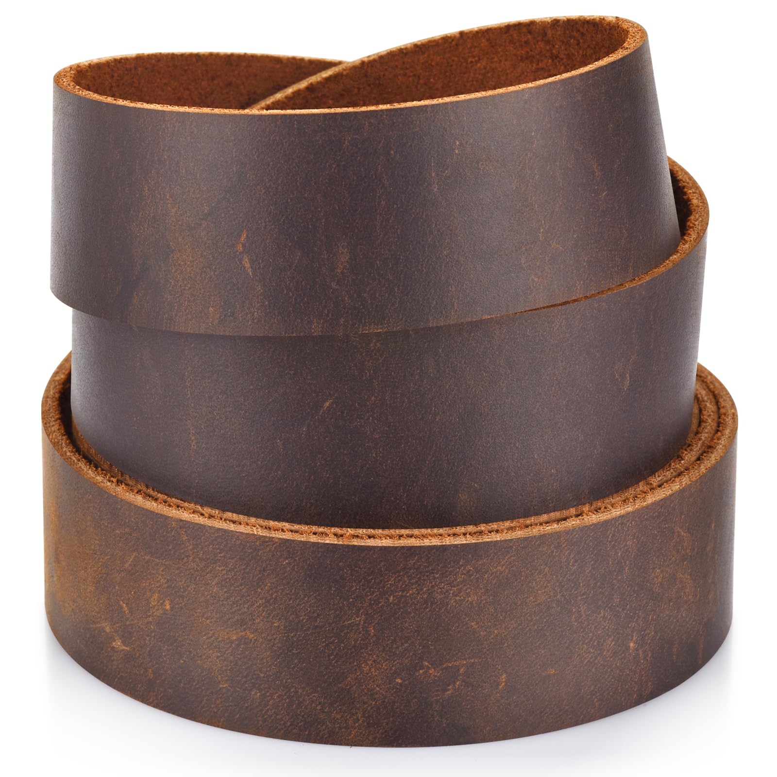 Leather Strap 1 Inches Wide Flat Leather Strips, Genuine Full Grain Cowhide Oil Tan Leather Strip for DIY Craft Projects, Tooling, Belt, Garden Tools (2.2mm Thick_65-72 Inches Lengths_DK Brown)