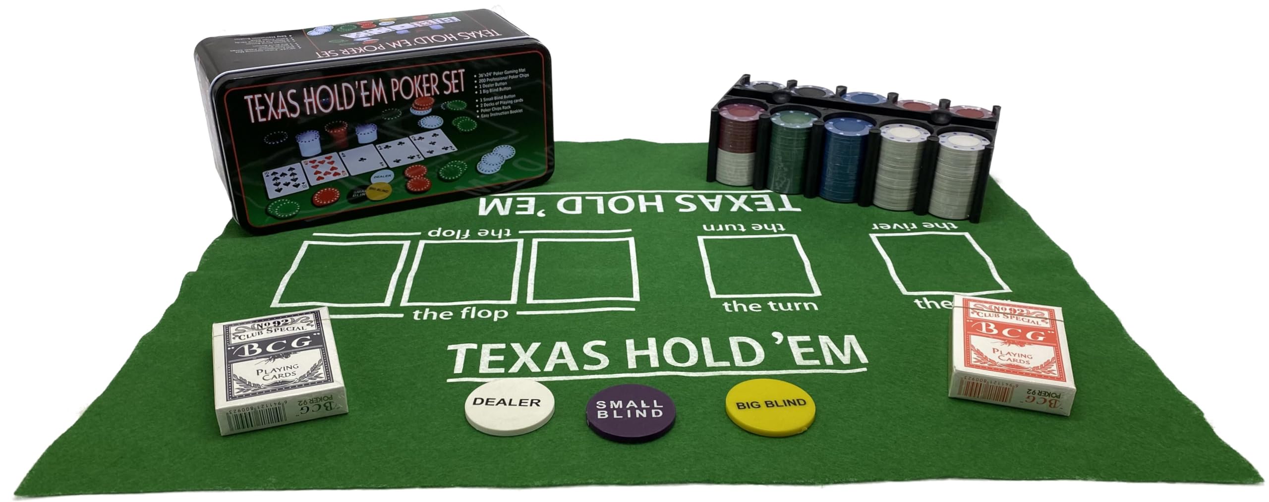 Casino style Texas Hold 'Em poker Set in tin