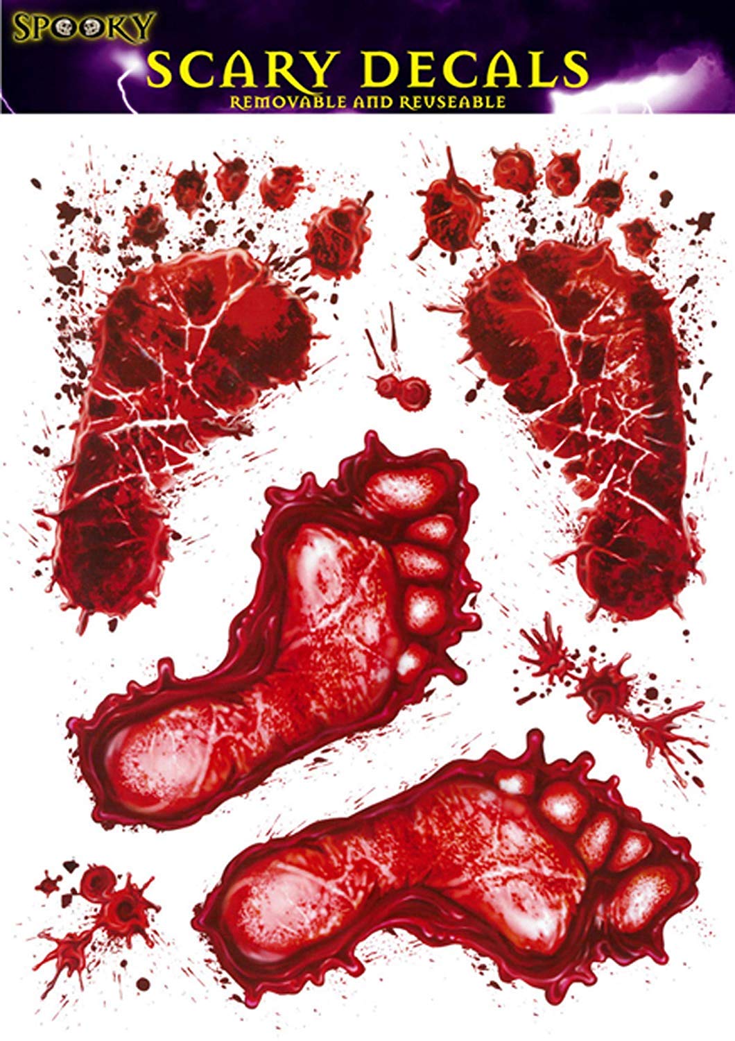Bloody Footprints & Blood Splats Halloween Clings Decoration