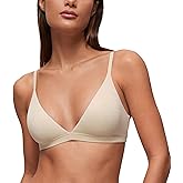 CRZ YOGA Softhold Double Lined Triangle Bralette - Womens Adjustable Straps Wireless Cami Plunge T-Shirt Everyday Bra Comfy