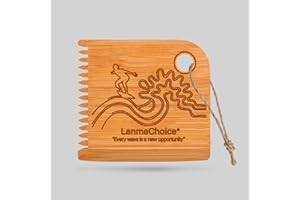 Lanmachoice Surf Wax Comb - Bamboo Surfboard Wax Scraper and Surfboard Wax Remover, Scraper Tool, Wax Comb for Surfboard, Unique Design with Surfing Pattern