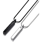 MOO&LEE Men's Tungsten Steel Bar Pendant Necklace with 22 Inches Stainless Steel Snake Chain