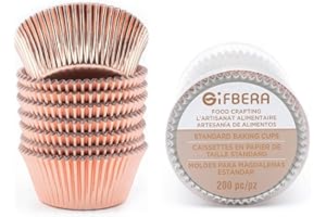 Gifbera Rose Gold Foil Cupcake Liners Standard Baking Cups Muffin Wrappers for Wedding Birthday, 200-Count