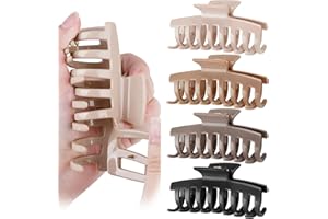 TOCESS Nylon Hair Claw Clips: Flexible & Unbreakable Safe Large Neutral Hair Claws for Thick/Thin Hair Women - Strong Hold 4 