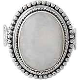 NOVICA Artisan Handmade Rainbow Moonstone Cocktail Ring India .925 Sterling Silver with White Clear 'Rainbow Glow'