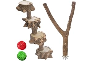 Luonfels Parakeet Perches Toys for Cage, Bird Perch Stand Budgie Parrot Cockatiel Playground 4 Steps Ladder for Accessories 2 Pcs