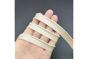 YOOGCORETT 16 Yards Natural Polyester Satin Bias Piping Type, Maxi Piping Trim, Bias Type with Cord, Welting Cord, for Sewing Lip Cord Trim, Clothing Accessories,Upholstery Piping Trim12mm (1/2 Inch)