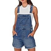Glamaker Denim Overall Shorts for Women Summer Casual Jean Romper Jumpsuit Loose Fit Outfits Rompers with Pockets 2025