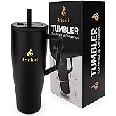 drinkiit 40 oz Black Stainless Steel Tumbler | 100% Leak Proof Tumbler With Lid And Straw | Travel Mug For Hot And Cold Drinks | Double Wall Vacuum Insulated Cup | Eco-Friendly Reusable Cup