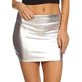 Sakkas Kaie Women's Shiny Metallic Liquid Wet Look Mini Skirt