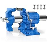 COGNATIVE 5-Inch Heavy Duty Bench Vise Ductile Iron Bench Vise 360&deg; Multi-Purpose Bench Vice with Anvil, Clamp force 4000KG, Blue