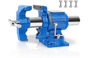 COGNATIVE 5-Inch Heavy Duty Bench Vise Ductile Iron Bench Vise 360° Multi-Purpose Bench Vice with Anvil, Clamp force 4000KG, Blue