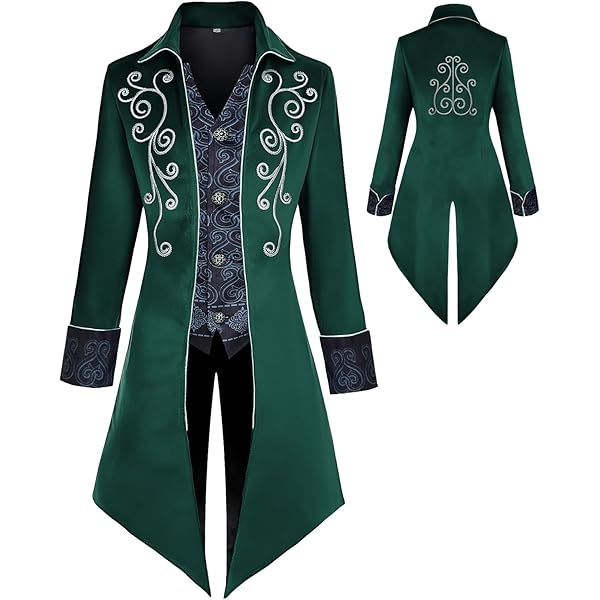 Cappotto Medievale Steampunk Uomo – Halloween, Rinascimento, Pirata, Taglia 2XL Rossa - Foto 2