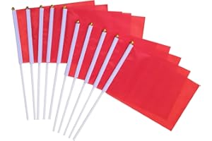 TIBIJOY Red Stick Flag, 50 Pack Hand Held Small Red Flags On Stick,Perfect Decorations Themed Party,Sports Clubs,Festival Events