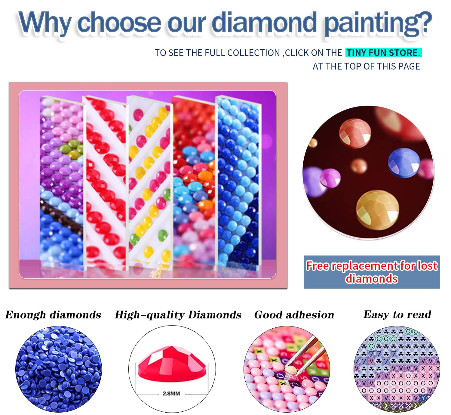 TINY FUN 12 Pack Diamond Painting Kits for Adults 5D Diamond Art Kit Paint by Number for Beginners, DIY Paint with Round Full Drill Diamonds Paintings Gem Art for Home Wall Decor Gift (12X16 Inch