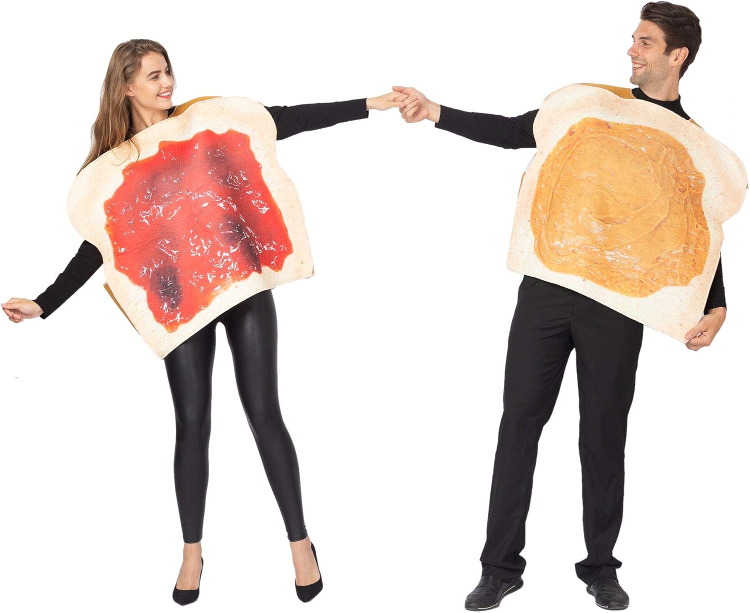 Peanut Butter and Jelly PBJ Costume Adult Couple Set w/one Peanut Butter Plush and One Jelly Plush for Halloween: Clothing