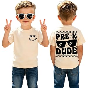 CM C&M WODRO Pre-K Dude Shirt for Boy Toddler Funny First Day of Preschool T-Shirt Kids Back to School Short Sleeve Tee Tops