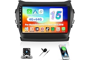 [4+64G] Android 15 Car Stereo for Hyundai Santa Fe IX45 2013-2018 with Wireless Carplay&Android Auto,9 Inch Car Radio with Mi