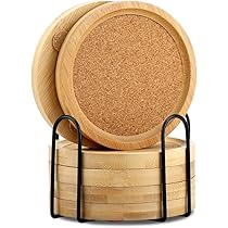 Dining Table Centerpiece Decor 6-Pack Acacia Wood Coasters With
