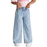 WDIRARA Toddler Girl's High Waisted Straight Leg Jeans Baggy Denim Pants