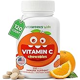 VitaWorks Kids Vitamin C Chewable Tablets | 250 mg | Great Tasting, Naturally Sourced Orange Flavor | Vegan, Non GMO, Gluten Free, Vitamins | for Immune Support | for Children | 120 Chewables