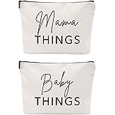 Baobeily Mama and Baby Bag Set Canvas Pouch Set Keepsake for New Mothers Travel Toiletry Bag for Baby Stuff, Mother's Day Gifts, Set of 2