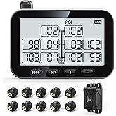 GUTA Trailer Tire Pressure Monitoring System, RV TPMS with 10 Sensors, 6 Alert Modes, Signal Booster, Power Saving Display, L