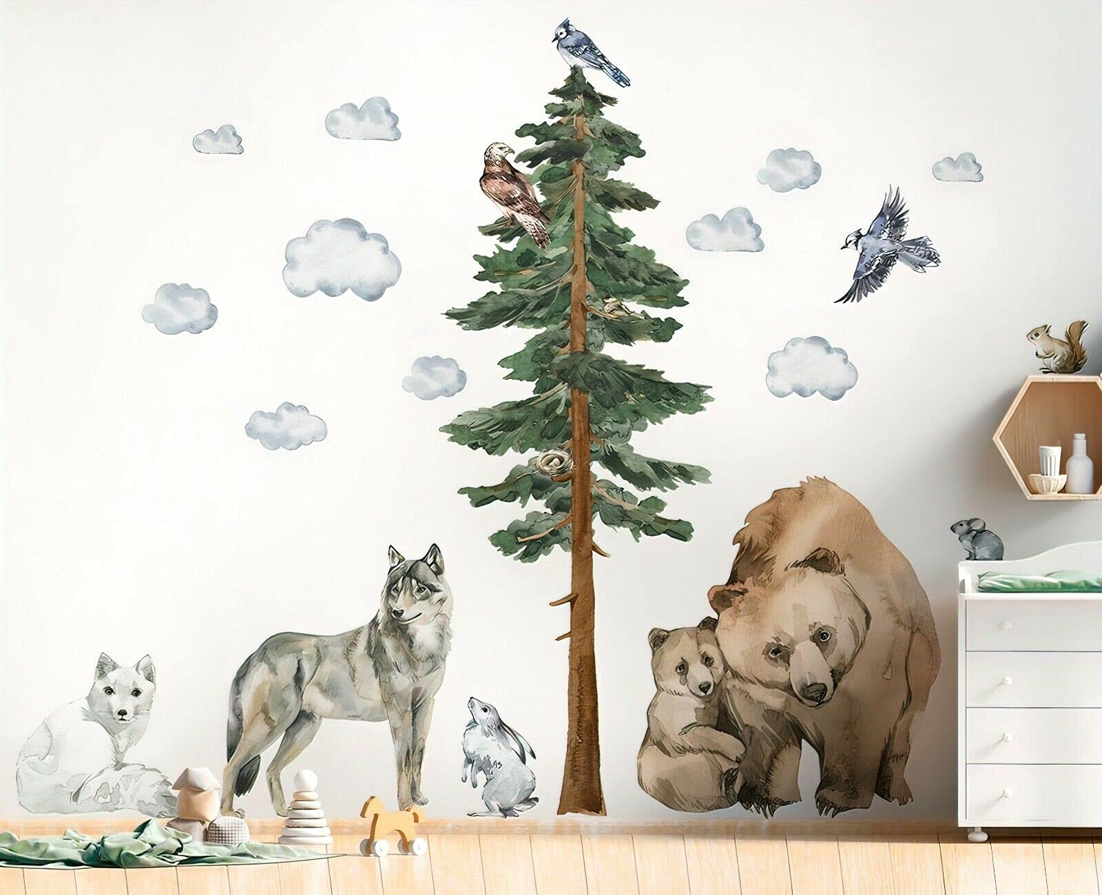 Forest Animals Wall Decal Set Kids Removeable for Children's Bedroom Nursery Novelty Stickers