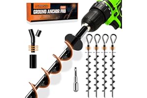 ADVENTURE SEEKA Ground Anchor Stakes (Ground Anchors Pro, 4 Pack Heavy Duty, Ground Anchors Screw in, Swing Set Anchors, Trampoline Anchors High Wind Heavy Duty for Camping Tents, Car Ports, Swing Sets, Canopies.)