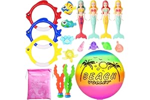 JOINBO 18 Pcs Diving Pool Toys for Kids Ages 3-12 Set with Storage Bag,Pool Games Summer Swim Water Sinking Mermaid Toys