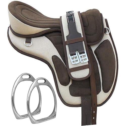 Y&Z Enterprises Synthetic Treeless Freemax Western Horse Saddle Size 15" to 18 Inch Seat Available Get A Matching Girth and A Set of Aluminum Stirrup