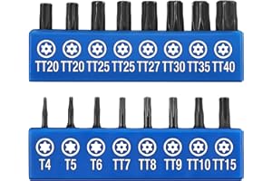 WORKPRO 16PCS Tamper Proof Torx Bit Set, Premium S2 Alloy Steel, Screwdriver Torx Bit Sets, T4-T40 Security Star Bits, 1/4 He