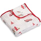 LollyBanks Muslin Baby Blanket 100% Organic Cotton, Muslin Quilt Lightweight, 6 Layers Baby Blankets 47"x 47", Toddler Blanket for Boy and Girl, Nursery Receiving Blankets (Dogs Print)