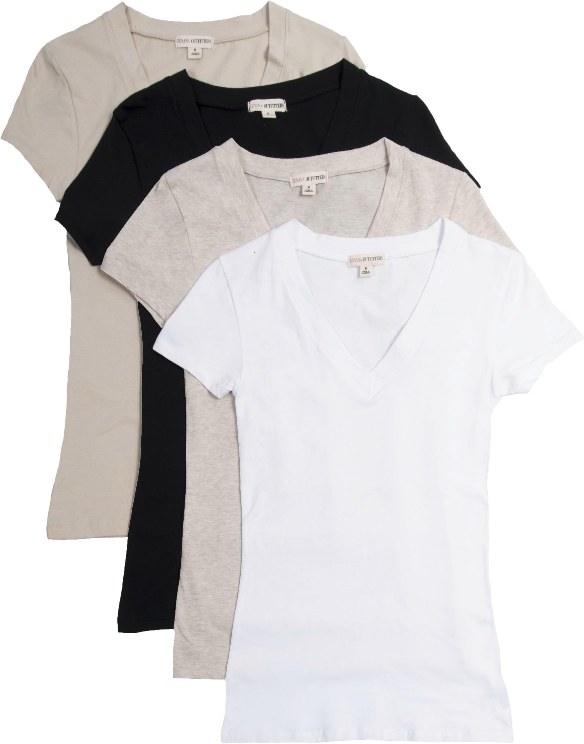 4 Pack Zenana Women's Basic V-Neck