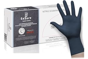 SAF-CARE EnSure Low Derma Gray Black Powder Free Nitrile Exam Gloves, Extended Cuff (100, Small)