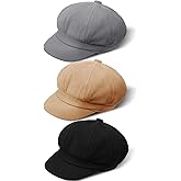 3 Pcs Women Newsboy Cap Adjustable Winter Warm Hats Visor Beret Soft Wool Fashion Vintage Hat Octagonal Cap