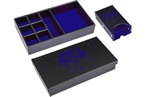 KSNDie 4 in 1 Multifunctional D&D Storage Dice Box Portable Dice Tower, Blue DND Dice Rolling Tray Leather Dice Case for RPG Dungeons and Dragons Role Playing Games and Other Tabletop Game