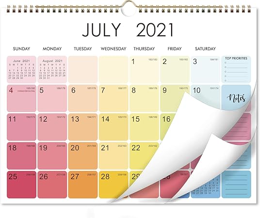 Amazon 21 22 カレンダー 18マンスリーウォールカレンダー 厚い紙付き 15インチ X 11 5インチ 21年7月 22年12月 2線式バインディング 空白ブロック ユリウス暦 吊り下げループ 手帳 カレンダー 文房具 オフィス用品