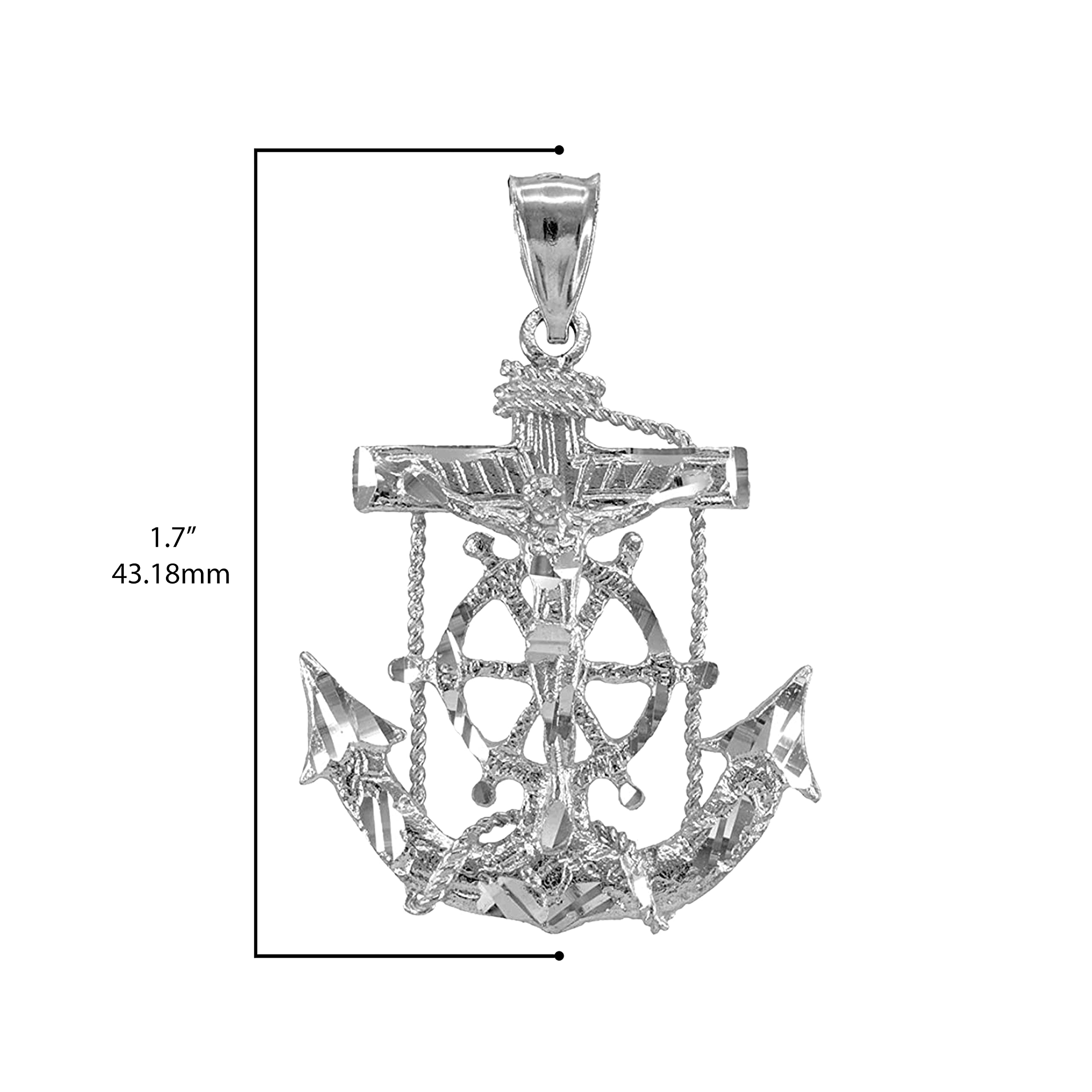 Claddagh Gold Men's Fine Jewelry .925 Sterling Silver Mariner Crucifix Anchor Cross Pendant Charm