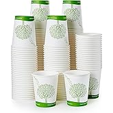 ECOLipak 300 Count Compostable Paper Cups, 8 oz Biodegradable Disposable Paper Coffee Cups with PLA Lined, Eco-friendly Hot Drinking Cups for Party, Picnic,Travel,and Events