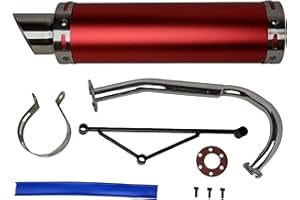 RedCap Replacement Exhaust System Muffler for GY6 50cc Scooter Moped TaoTao Jonway Kymco 139QMB (Red)